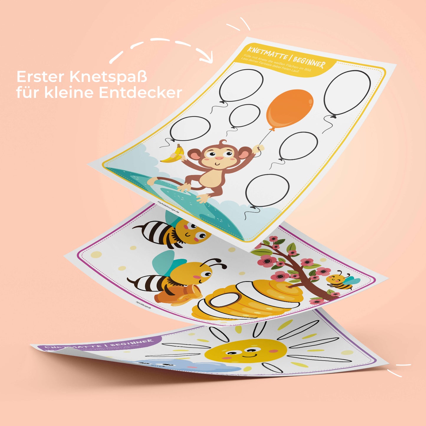 Erster Knetspaß für kleine Entdecker. Spielerisch Knetformen üben mit liebevoll gestalteten Vorlagen.