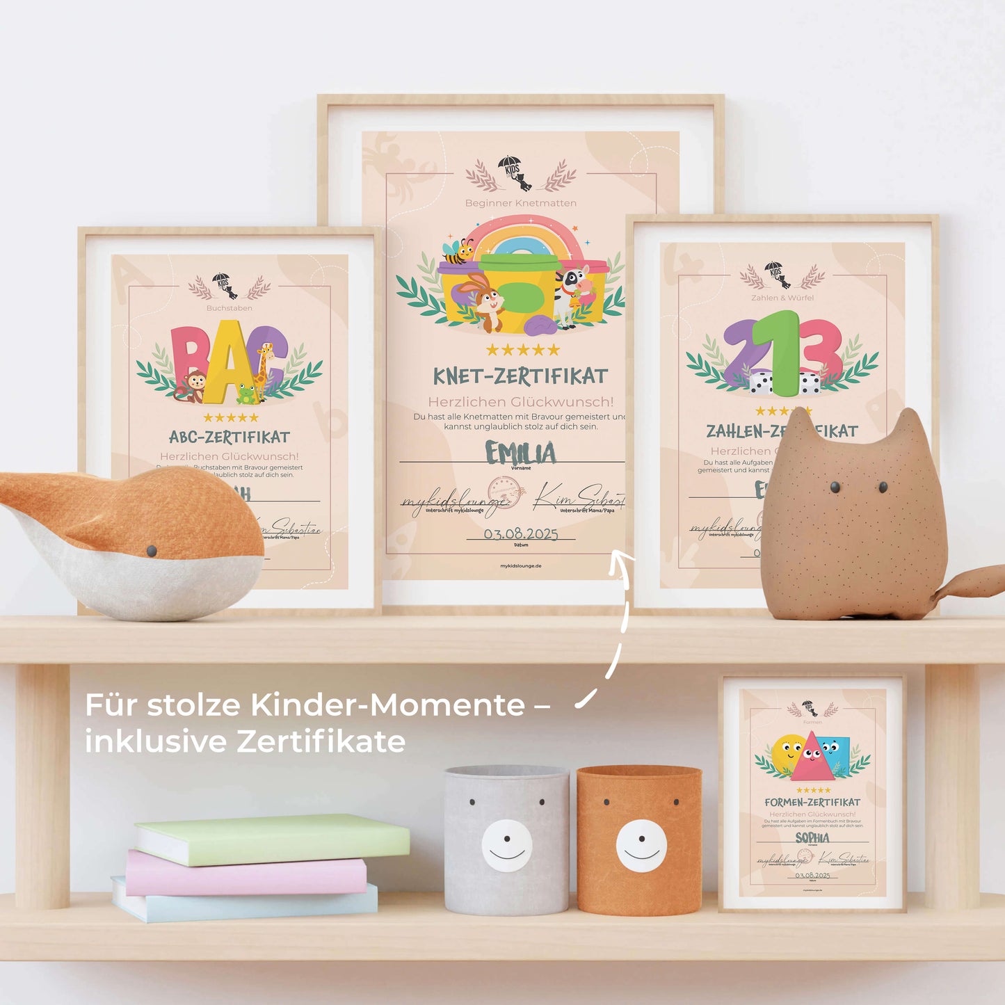 Kinderfreundliche Knet-Zertifikate für alle Kategorien – ideal zum Ausdrucken für stolze Kinder-Momente nach dem Lernen.