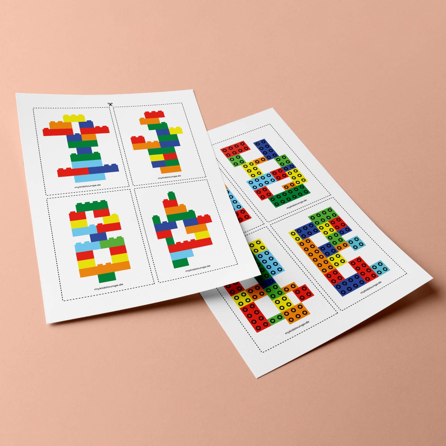 Bunte Lego Bausteine zum Ausdrucken als Vorlage