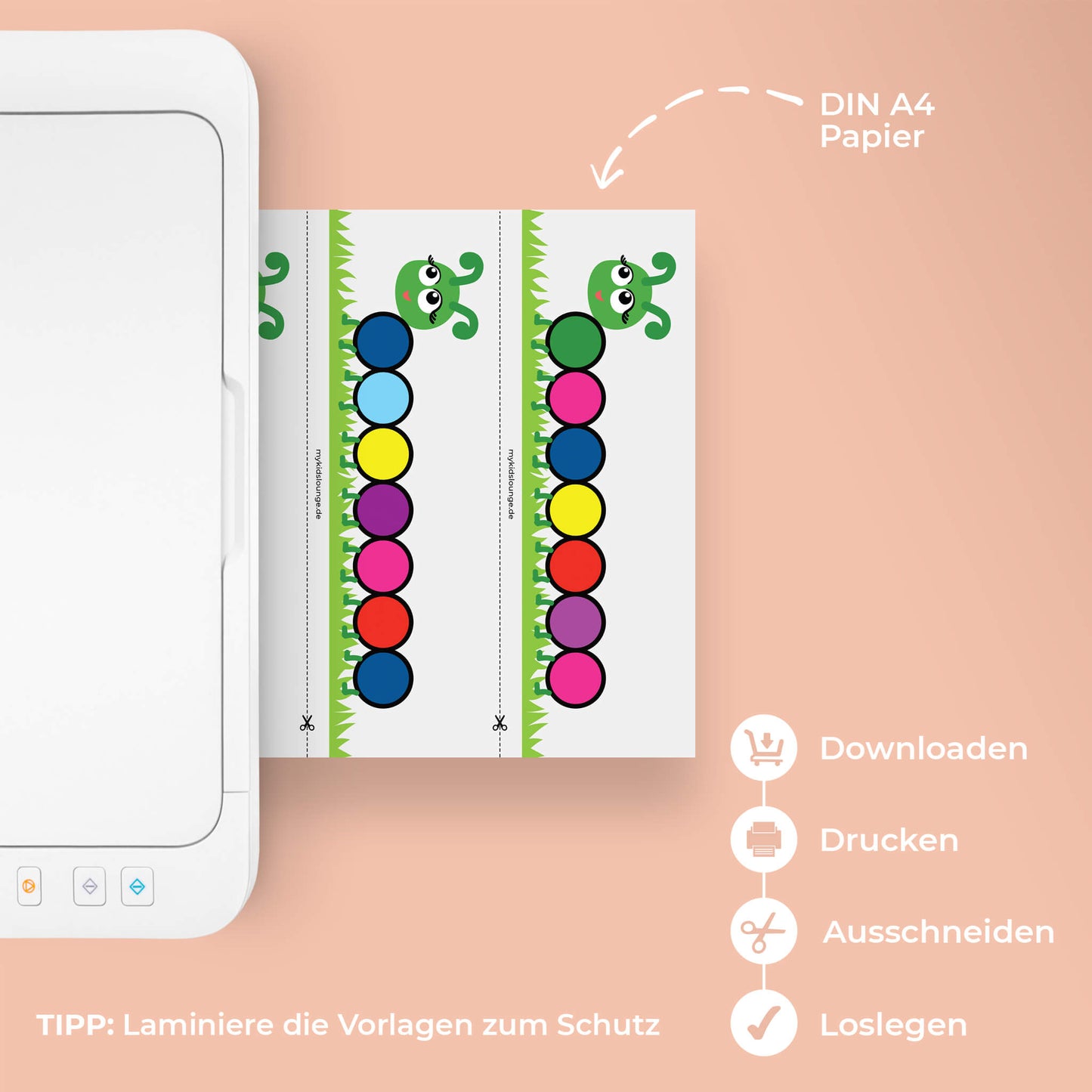 Informationen zu Raupe Vorlagen mit Drucker