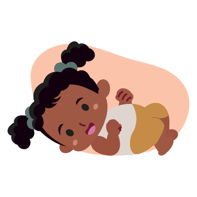 Süsses dunkelhäutiges Kleinkind Mädchen mit Zöpfen in Rückenlage