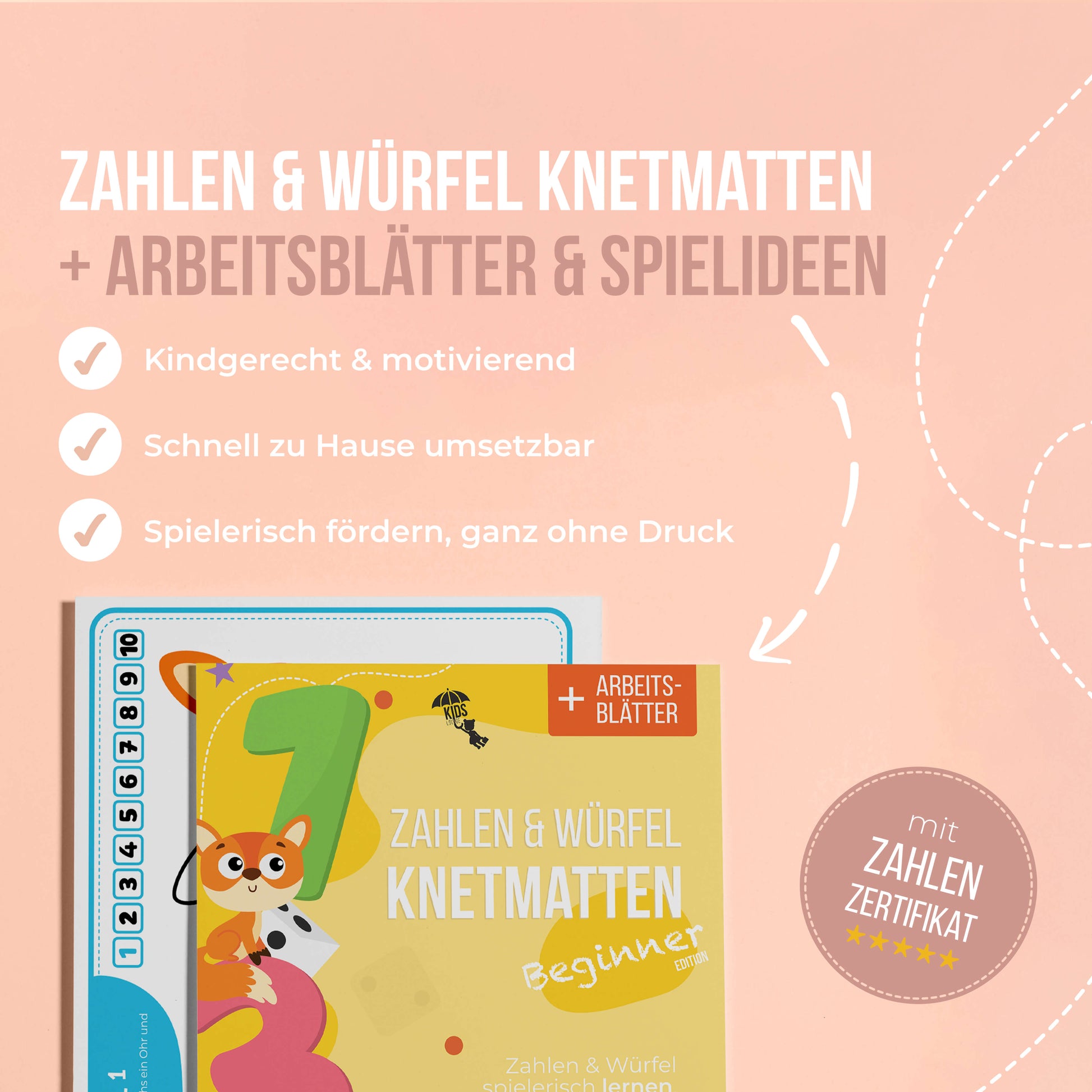 Zahlen Knetmatten mit Spielideen und Bonusmaterial. Ideal zur spielerischen Frühförderung zu Hause oder in der Kita mit Kinderknete.