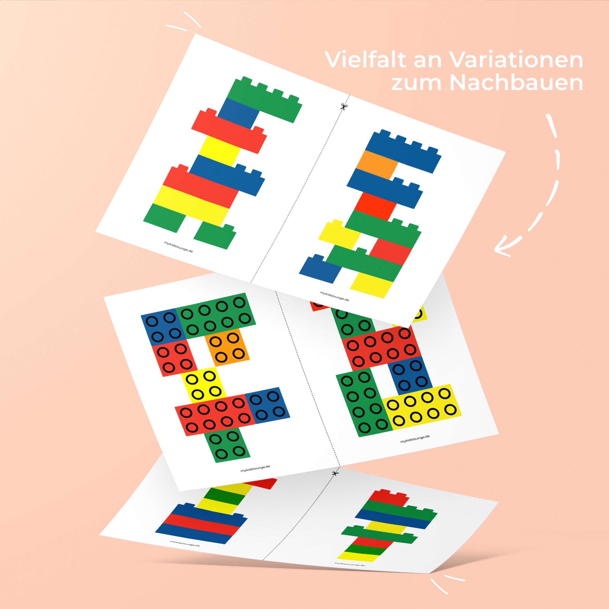 Bunte Duplo Bausteine zum Ausdrucken und Nachbauen als Vorlage