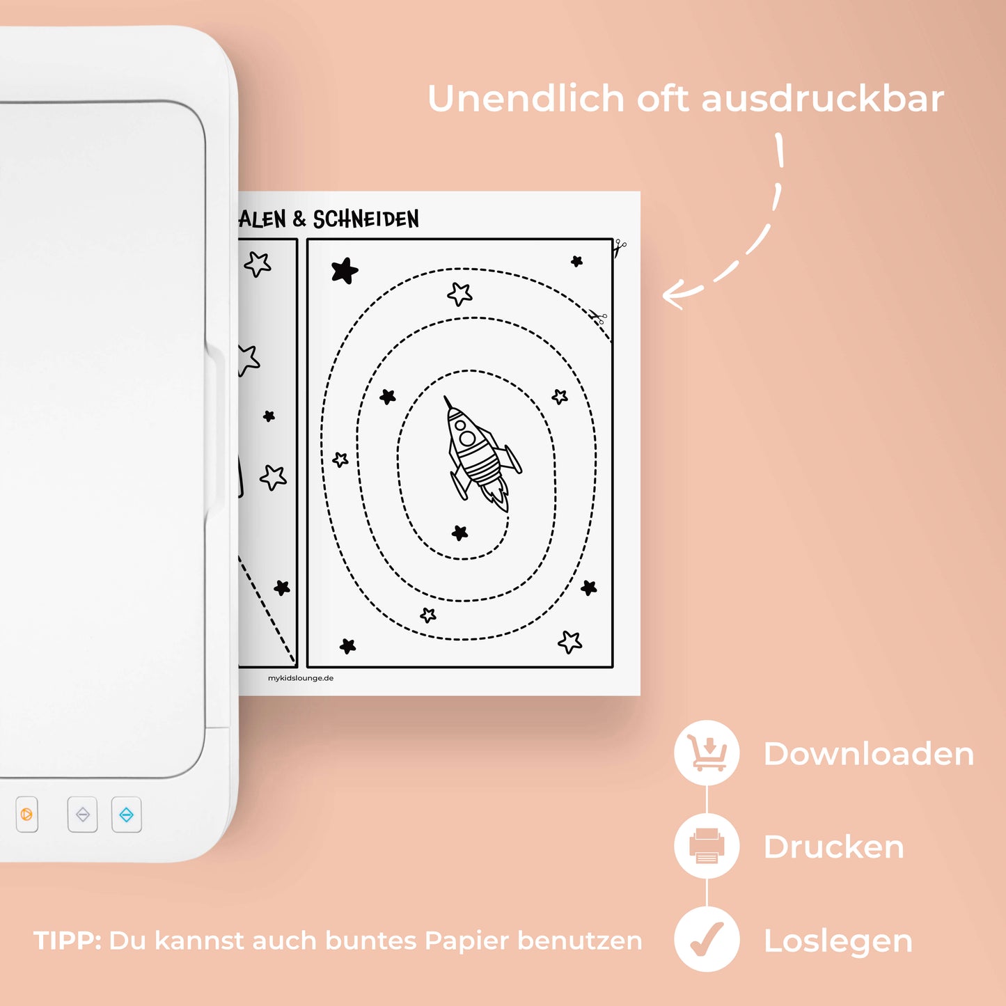 DIY Schneiden lernen für Kinder zum Ausdrucken für den Umgang mit der Schere