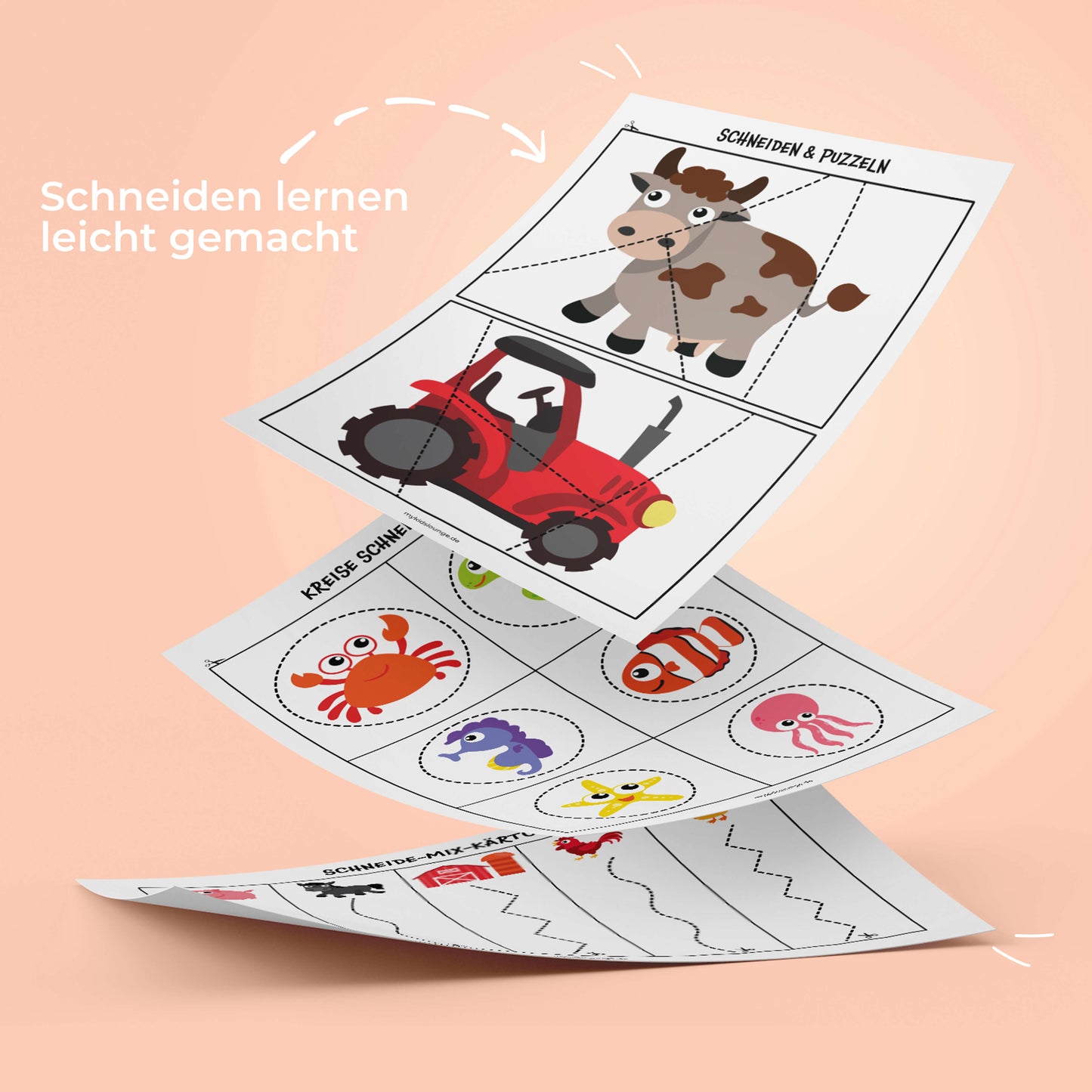 DIY Schneiden lernen Übungsblätter für Kinder zum Ausdrucken