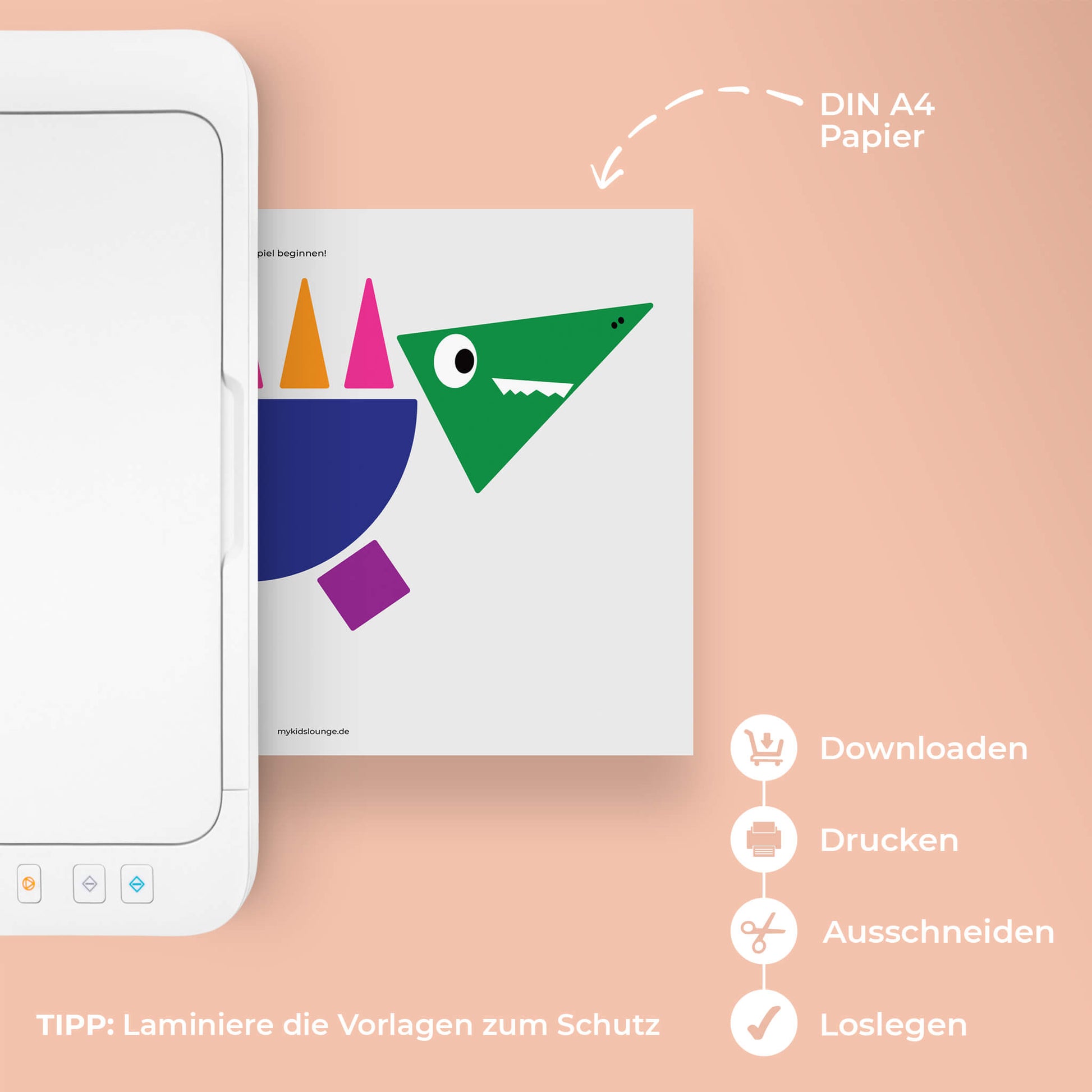 Informationen zu Dino Vorlagen mit Drucker